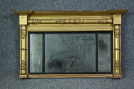 Overmantel mirror, Regency giltwood and gesso with original plates. H.60 W.100cm.