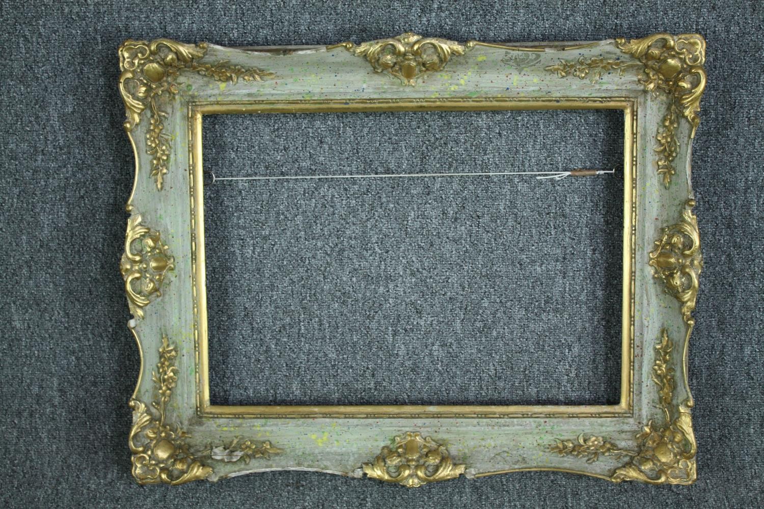 Three frames. Two decorated in gilt and the other painted with gilt detailing. H.85 W.73cm. ( - Image 3 of 5