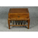 Lamp table, vintage with slatted undertier. H.47 W.59 D.48cm.