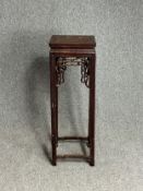 Urn stand, Chinese carved hardwood. H.90 W.30cm.