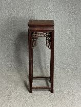 Urn stand, Chinese carved hardwood. H.90 W.30cm.