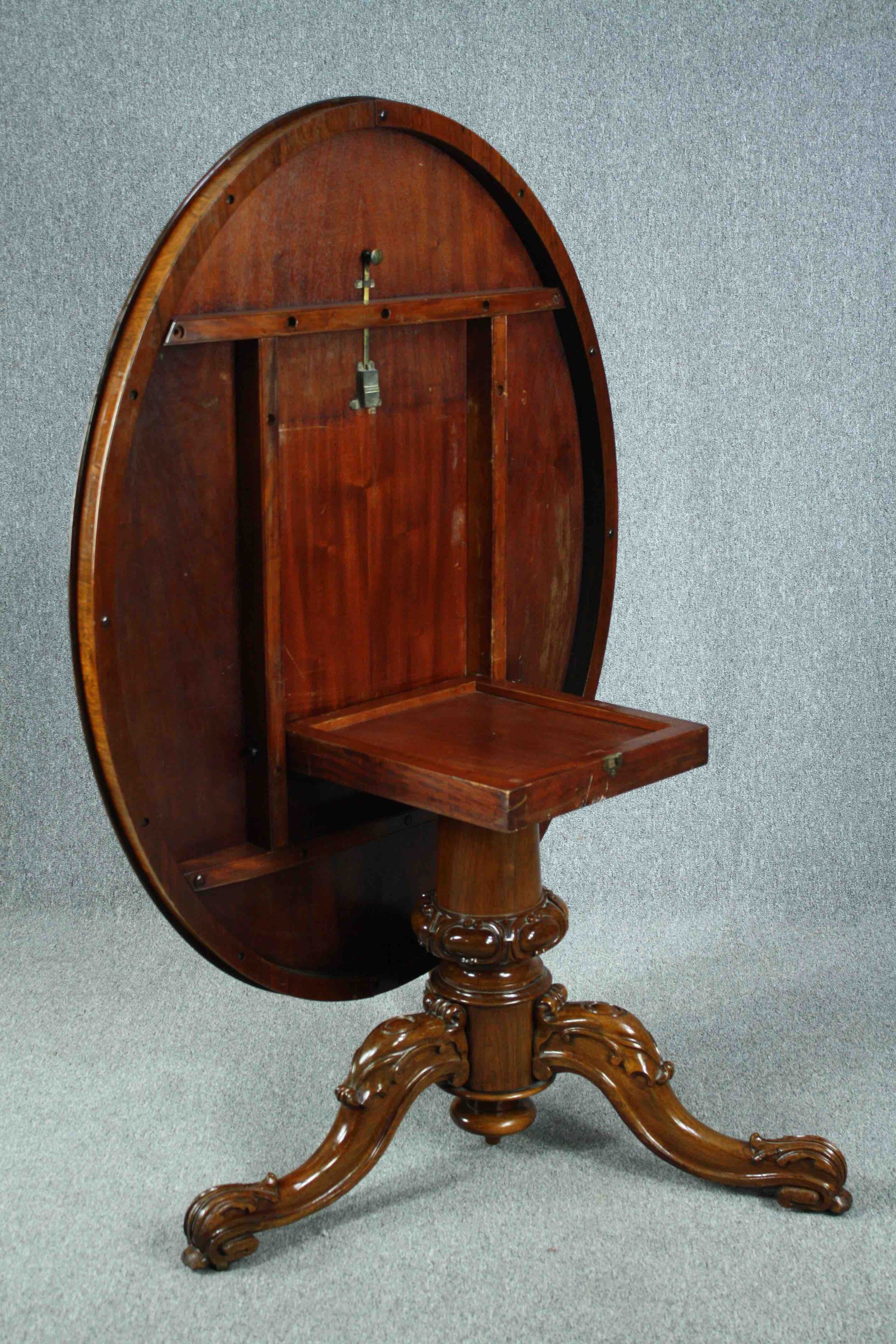 Dining table, Victorian rosewood with tilt top action. H.73 W.140 D.108cm. - Image 8 of 10