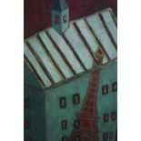Kim Marsland, Oil painting on canvas. Titled "My Hotel Dreaming" and dated 1987. Signed bottom