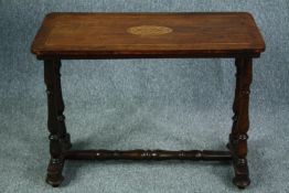 Side or centre table, Victorian walnut and satinwood inlaid. H.62 W.82 D.40cm.