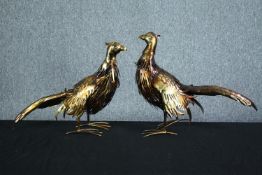 Two decorative metal pheasants. H.45cm. (each)