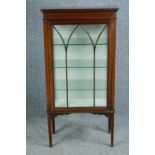 Display cabinet, Edwardian mahogany and satinwood inlaid. H.128 W.65 D.32cm.