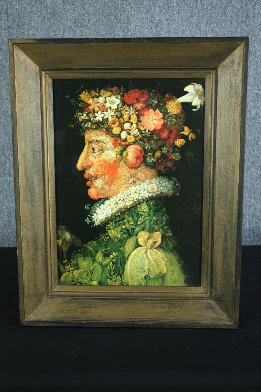 Giuseppe Arcimboldo. Spring. A printed reproduction of Arcimboldo famous 1573 painting. Framed and - Image 2 of 3