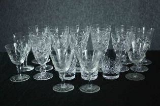 A mixed collection of glasses including wine and sherry glasses. H.11.5cm. (Largest)