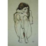 After Egon Schiele. Watercolour and ink on paper. Nude. Signed Egon Schiele lower right and dated