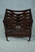 Canterbury magazine rack, Regency style mahogany. H.54 W.48 D.38cm.