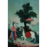 A Indian watercolour painting. Twentieth century. Framed and glazed. H.57 W.42 cm.