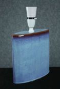 A blue celadon Chinese style ceramic lamp. H.30 cm.