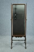 Cheval mirror, vintage full height walnut framed Georgian style. H.142 W.47cm.