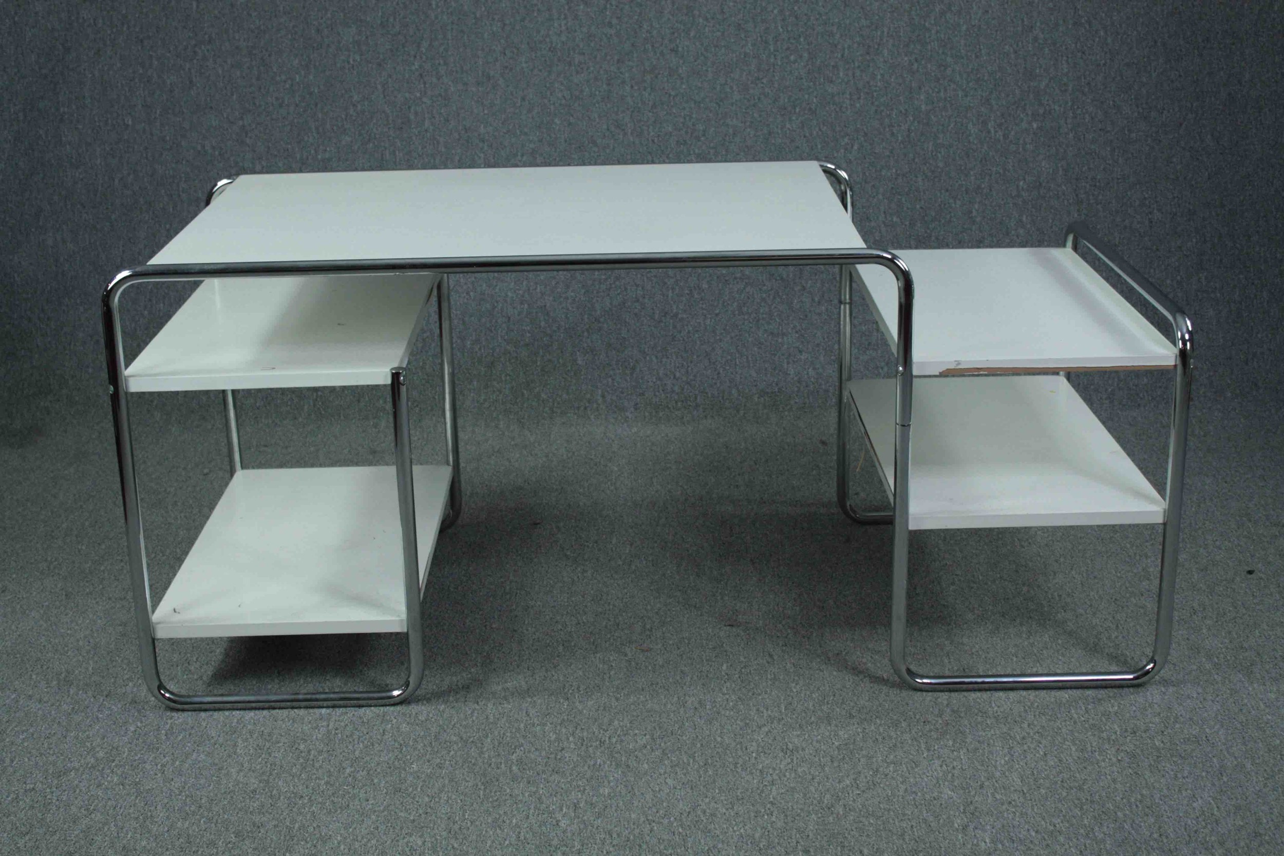 After Marcel Breuer, a contemporary S285 desk by Thonet. H.74 W.162 D.76cm.