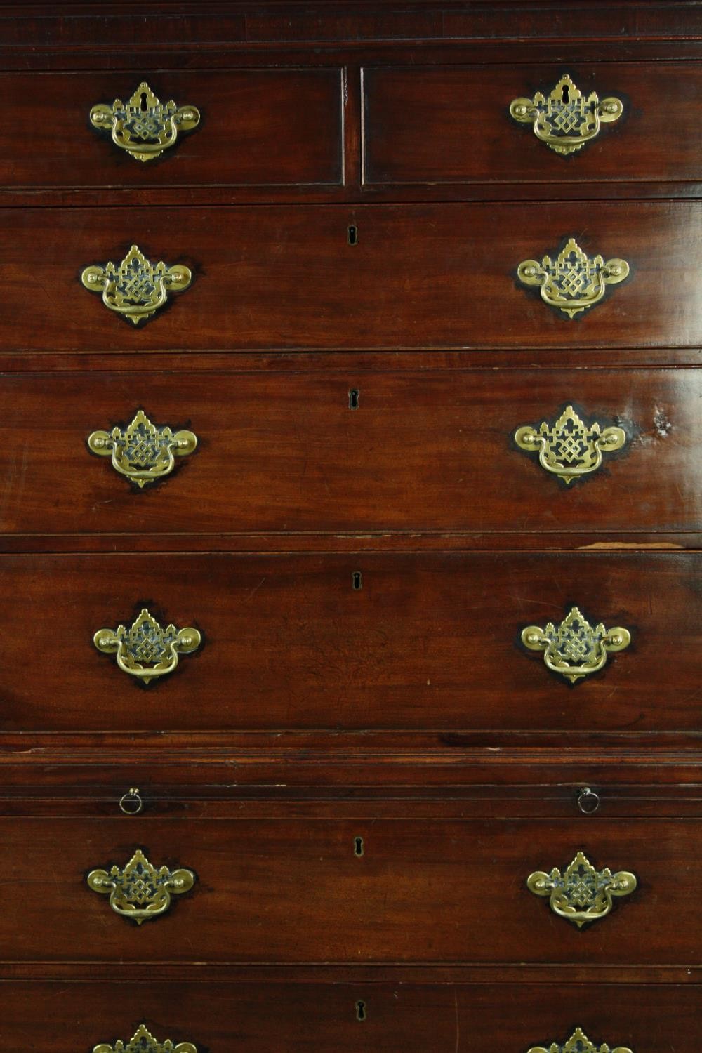 Chest on chest, Georgian mahogany fitted with brushing slide. H.188 W.115 D.55cm. - Image 4 of 8