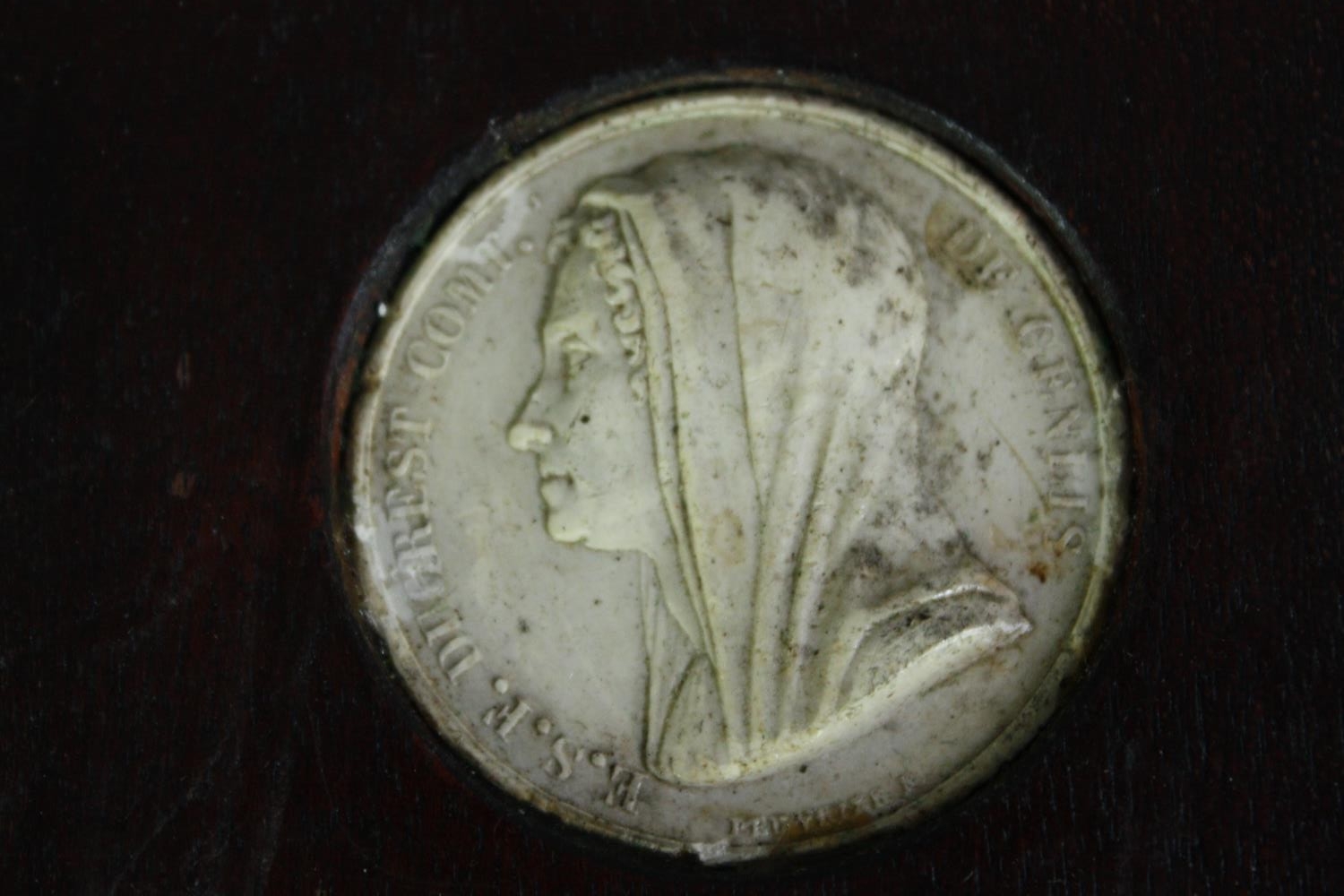 A collection of nineteenth century plaster medal dies mounted on wood. Including the Dupin A.M.J. - Image 7 of 8