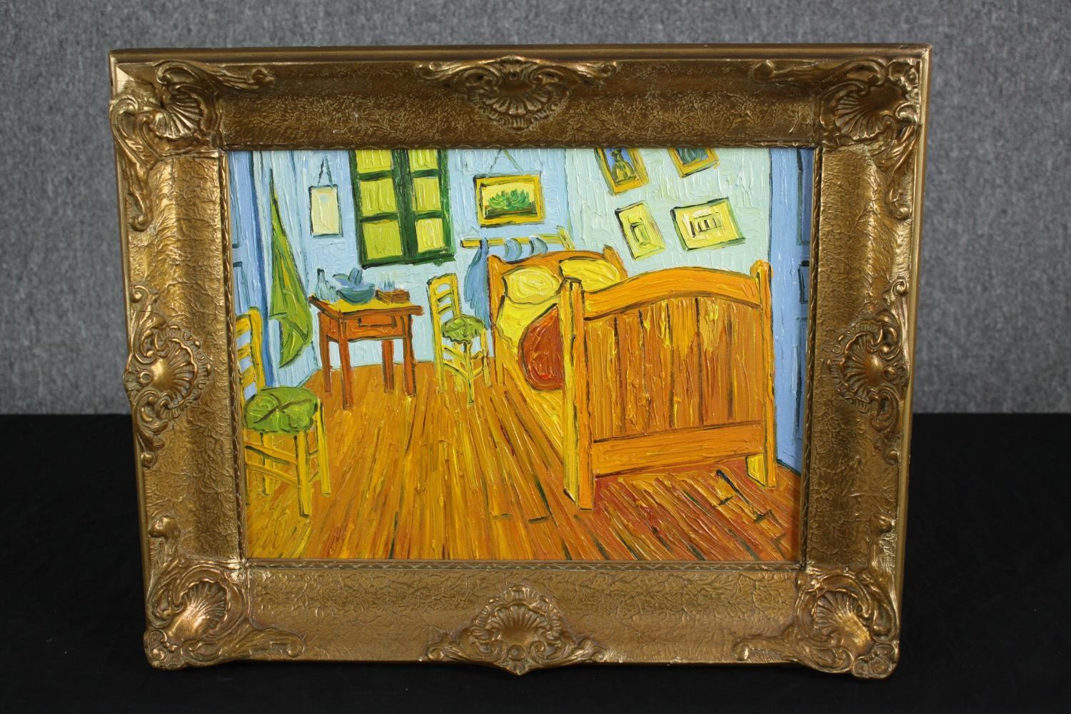 Oil on canvas, copy of Vincent Van Gogh's Room. In a gilt decorated frame. H.42 W.52 cm. - Image 2 of 3