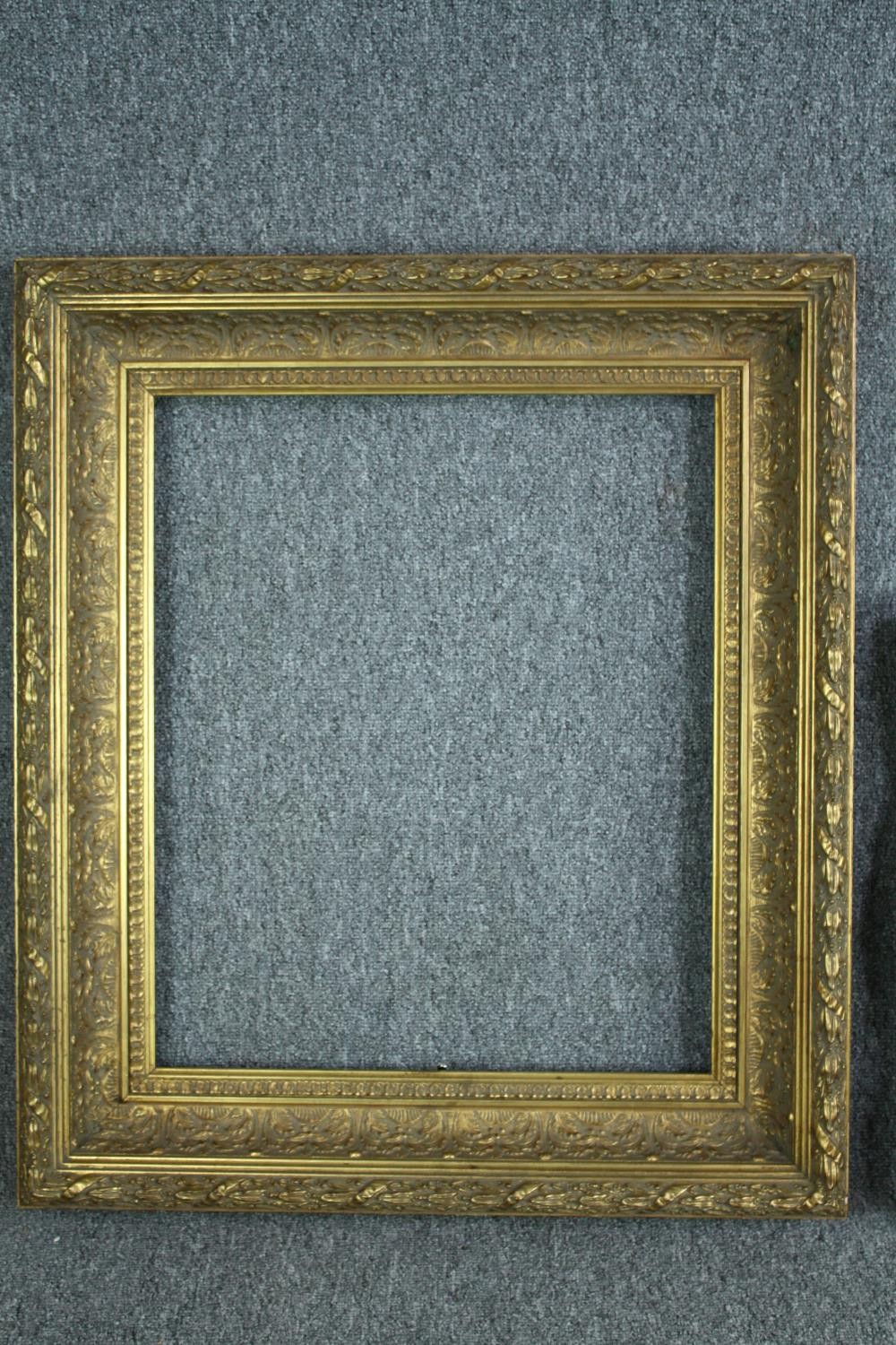 Three frames. Two decorated in gilt and the other painted with gilt detailing. H.85 W.73cm. ( - Image 2 of 5