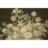 Embroidery. A wall hanging featuring a still life of flowers. With well detailed edging and wall
