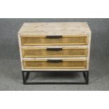 Chest of drawers, contemporary on a metal base. H.68 W.80 D.40cm.