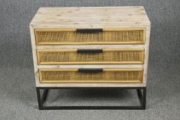 Chest of drawers, contemporary on a metal base. H.68 W.80 D.40cm.