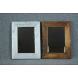 Two very similar mirrors in hardwood frames, one painted. H.65 W.49cm. (each)