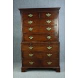 Chest on chest, Georgian mahogany fitted with brushing slide. H.188 W.115 D.55cm.