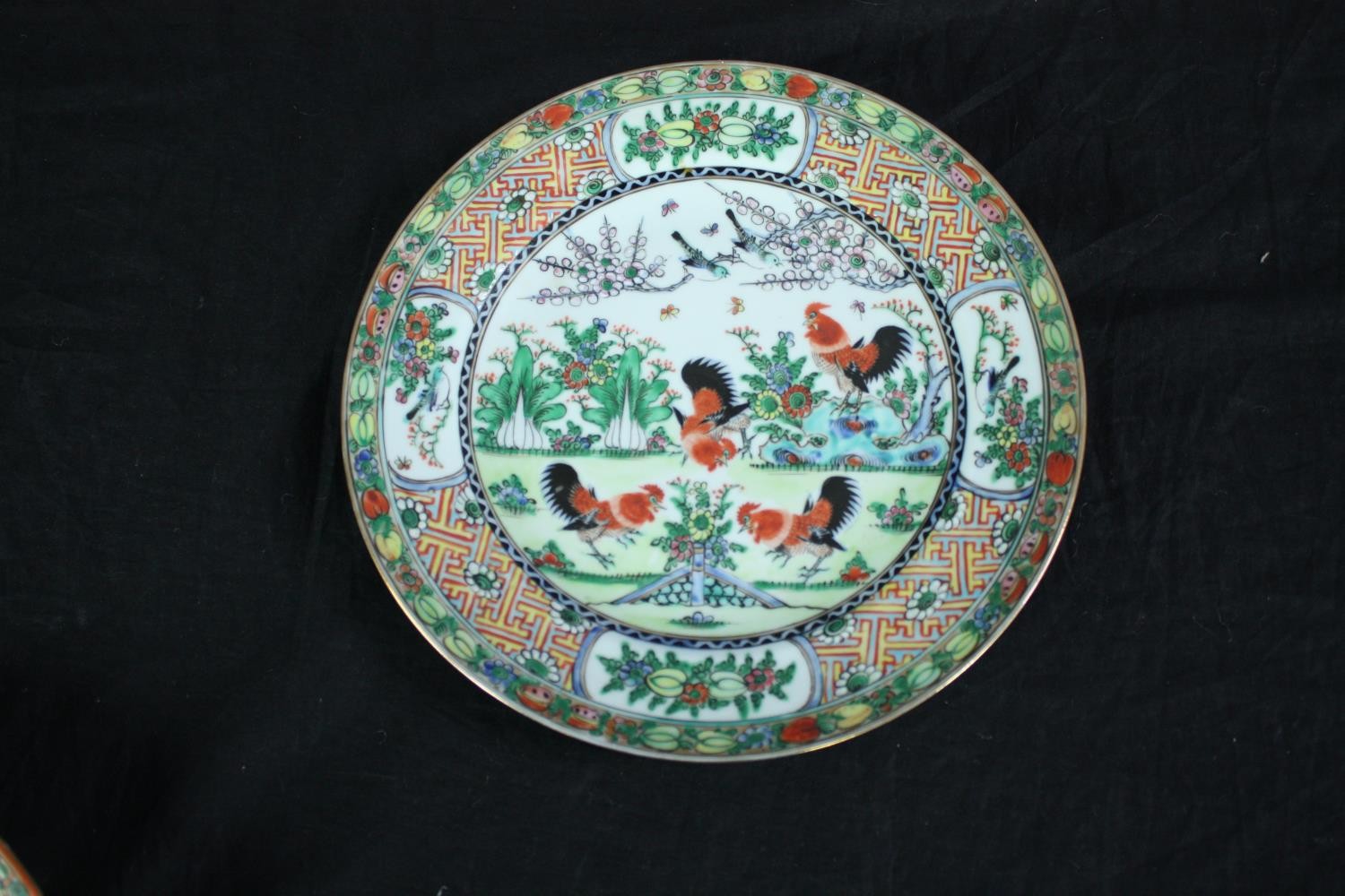 A set of tea cups and saucers. 'Made in China' probably for the export market. Hand painted and - Image 6 of 11