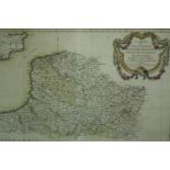 Map. "Carte des Gouvernements de Flandre Francoise, d'Artois, de Picardie". Framed and glazed. H.