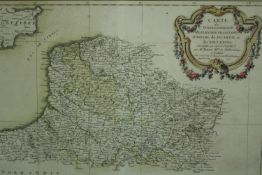Map. "Carte des Gouvernements de Flandre Francoise, d'Artois, de Picardie". Framed and glazed. H.