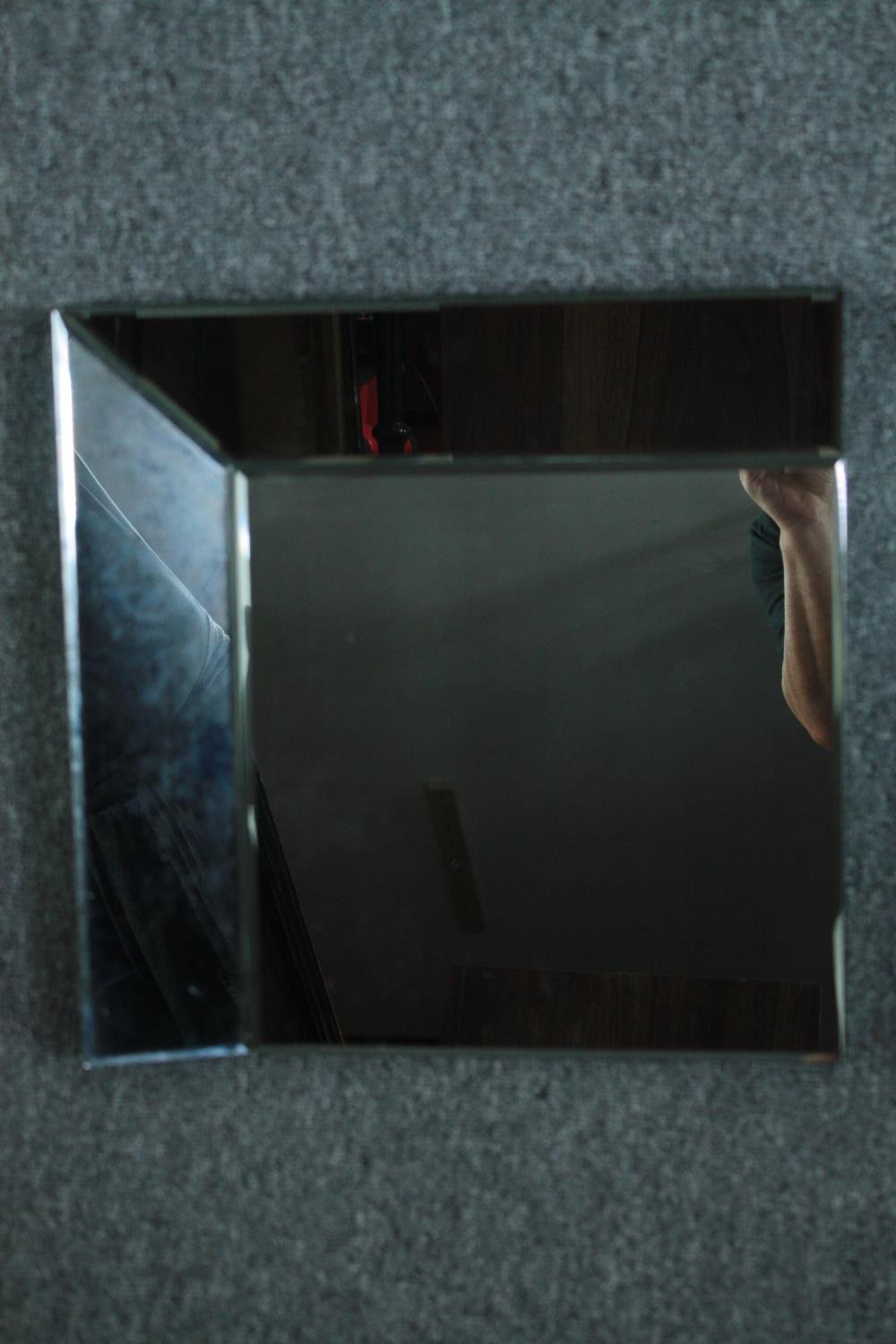 A contemporary wall mirror with glazed frame in four sections. H.42 W.40cm. (each) - Image 2 of 5