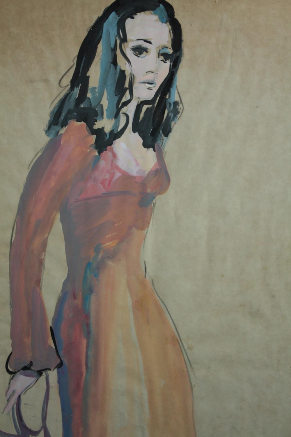 John Pelling (British. b.1930). Watercolour sketch of a woman. Signed lower right. Framed and