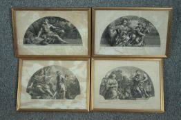 Cornelis Bloemaer. Four engravings. Classical scenes. Framed and glazed. H.30 W.40cm. (largest)