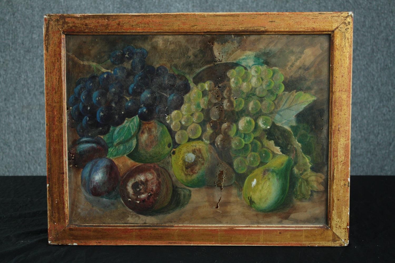 Oil painting on board. Still life, fruit. With some marks behind the glass. Unsigned. H.42 W.55 cm. - Image 2 of 4