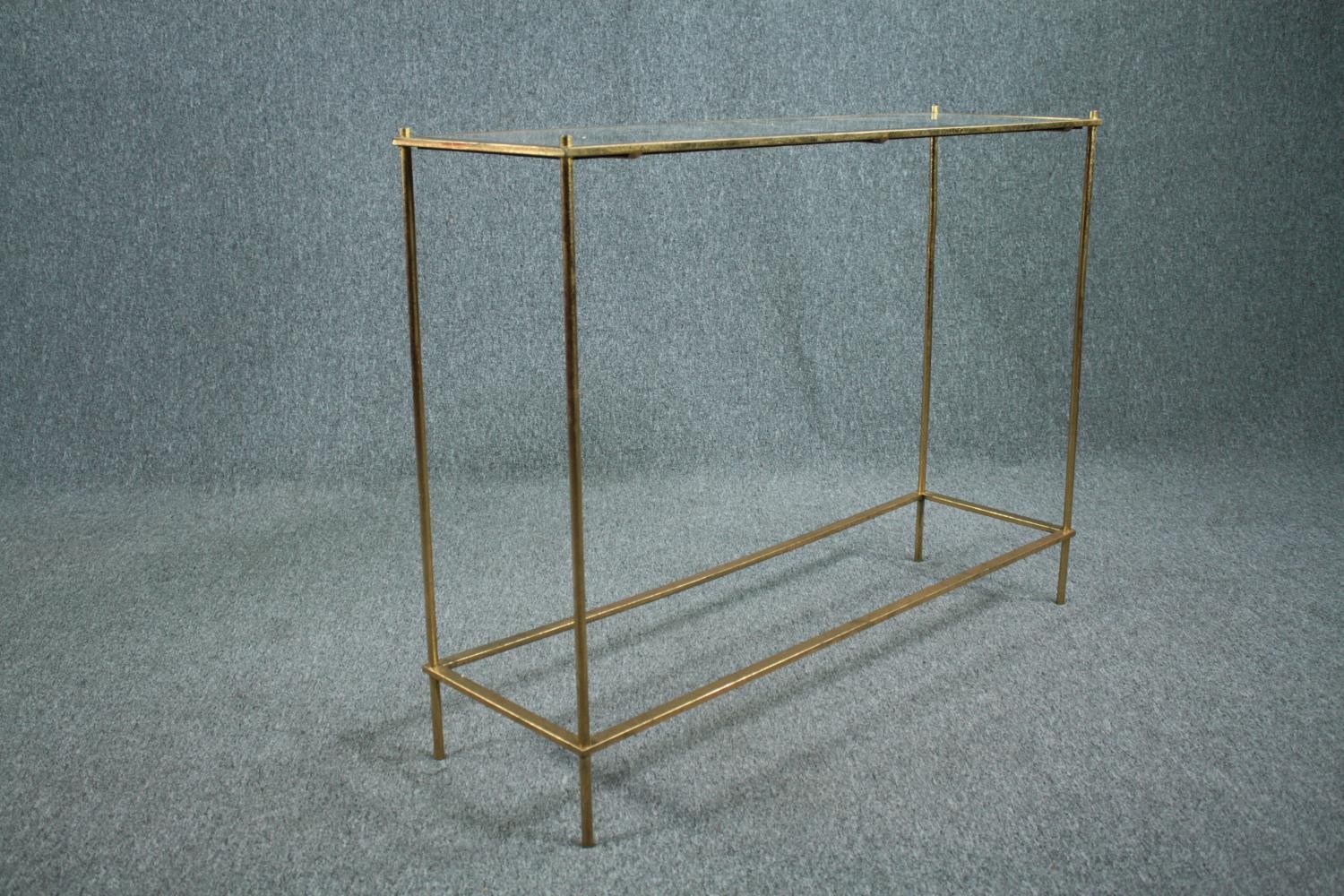 Console table, gilt metal frame with mirrored top. H.80 W.107 D.32cm. - Image 3 of 3