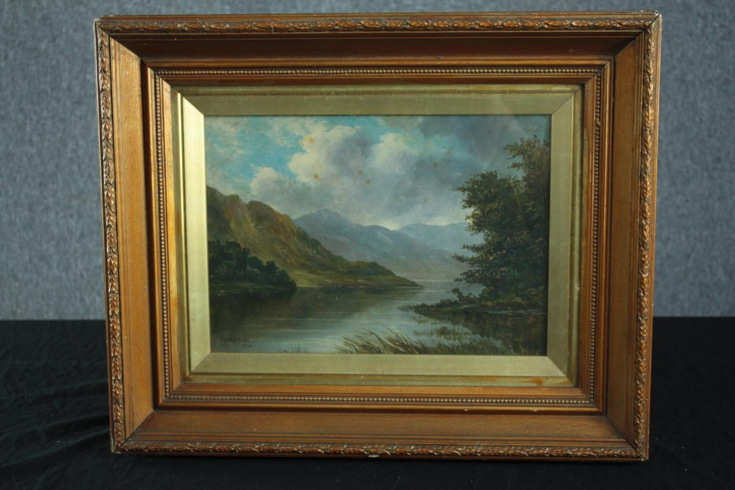 Oil painting on board. Landscape, a Scottish loch. Signed 'W. Wilson' lower left and dated 1906. H. - Image 2 of 4