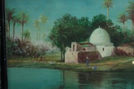 Watercolour, Egyptian scene. Titled 'Sheikh Tomb at El Marg'. 'Sheikh' has been misspelt by the