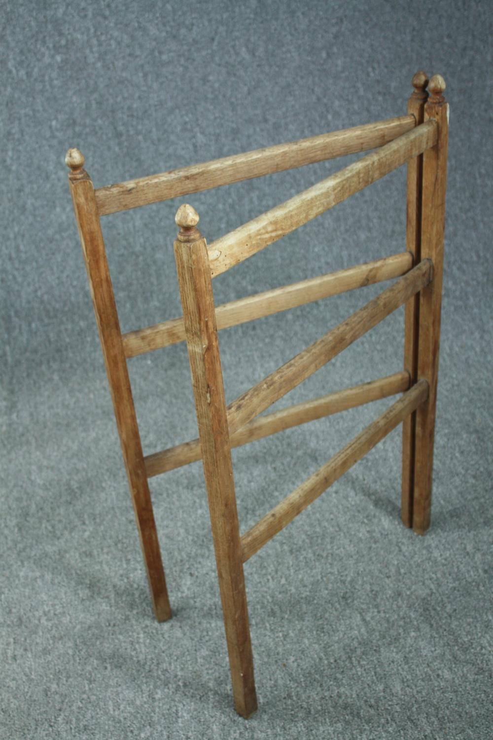 Two C.1900 towel rails and an old washing dolly. H.88 W.76cm. (largest) - Image 2 of 6