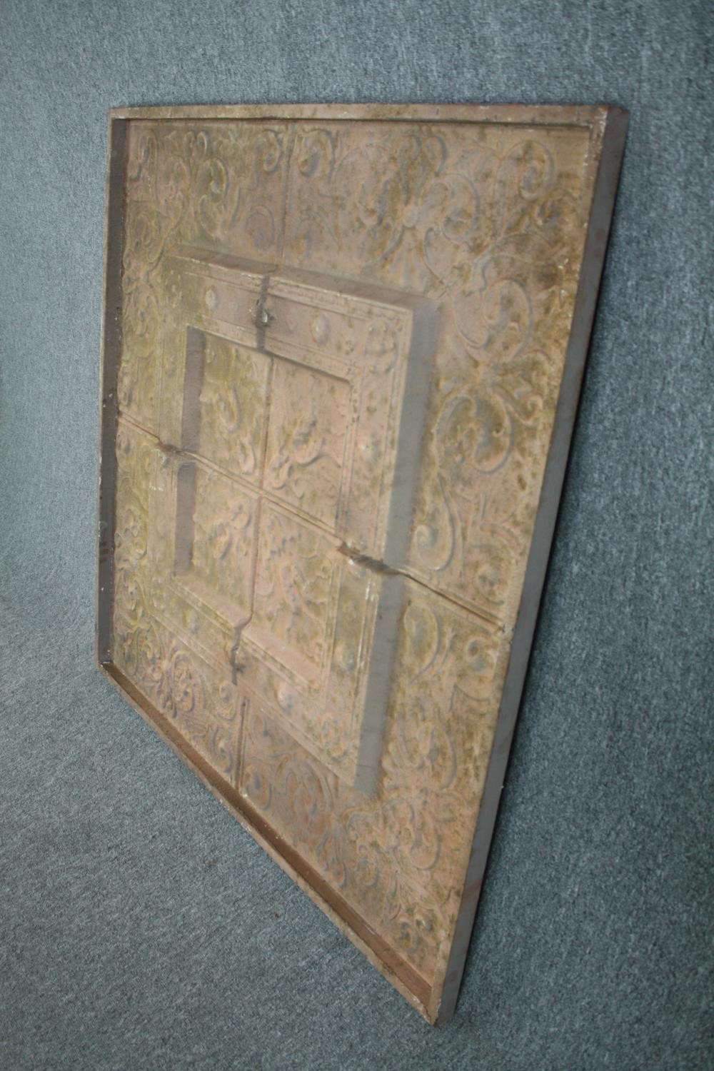 A large decorative pressed metal relief panel. H.128 W.128cm. - Image 4 of 6