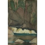 Watercolour. Titled 'Laggan Falls' probably Laggan Falls in the Philippines. The Royal Society of