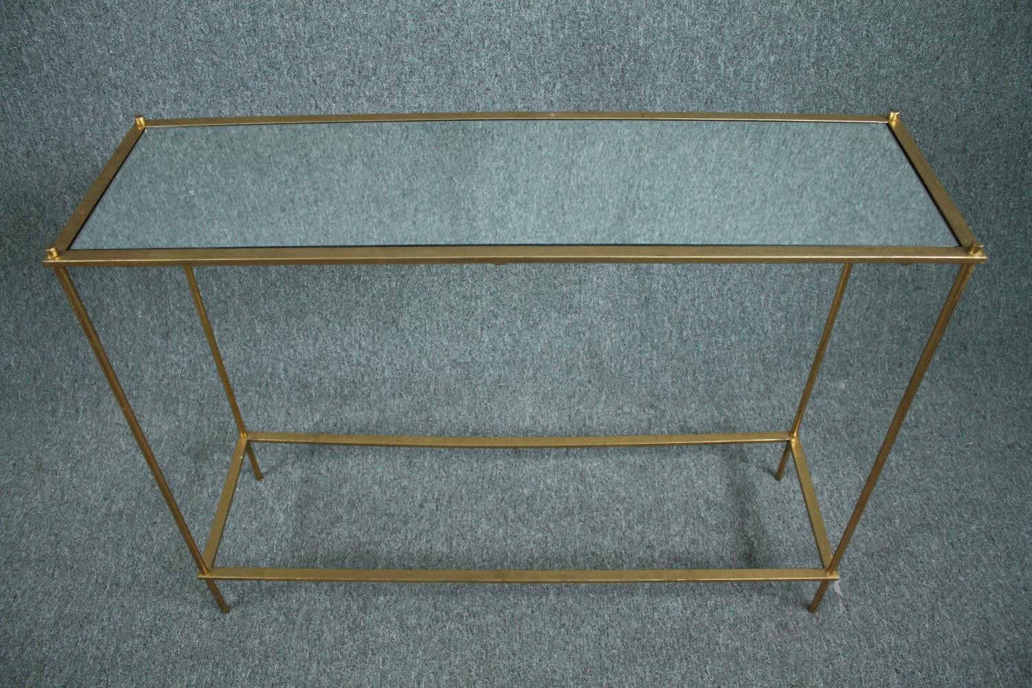 Console table, gilt metal frame with mirrored top. H.80 W.107 D.32cm. - Image 2 of 3