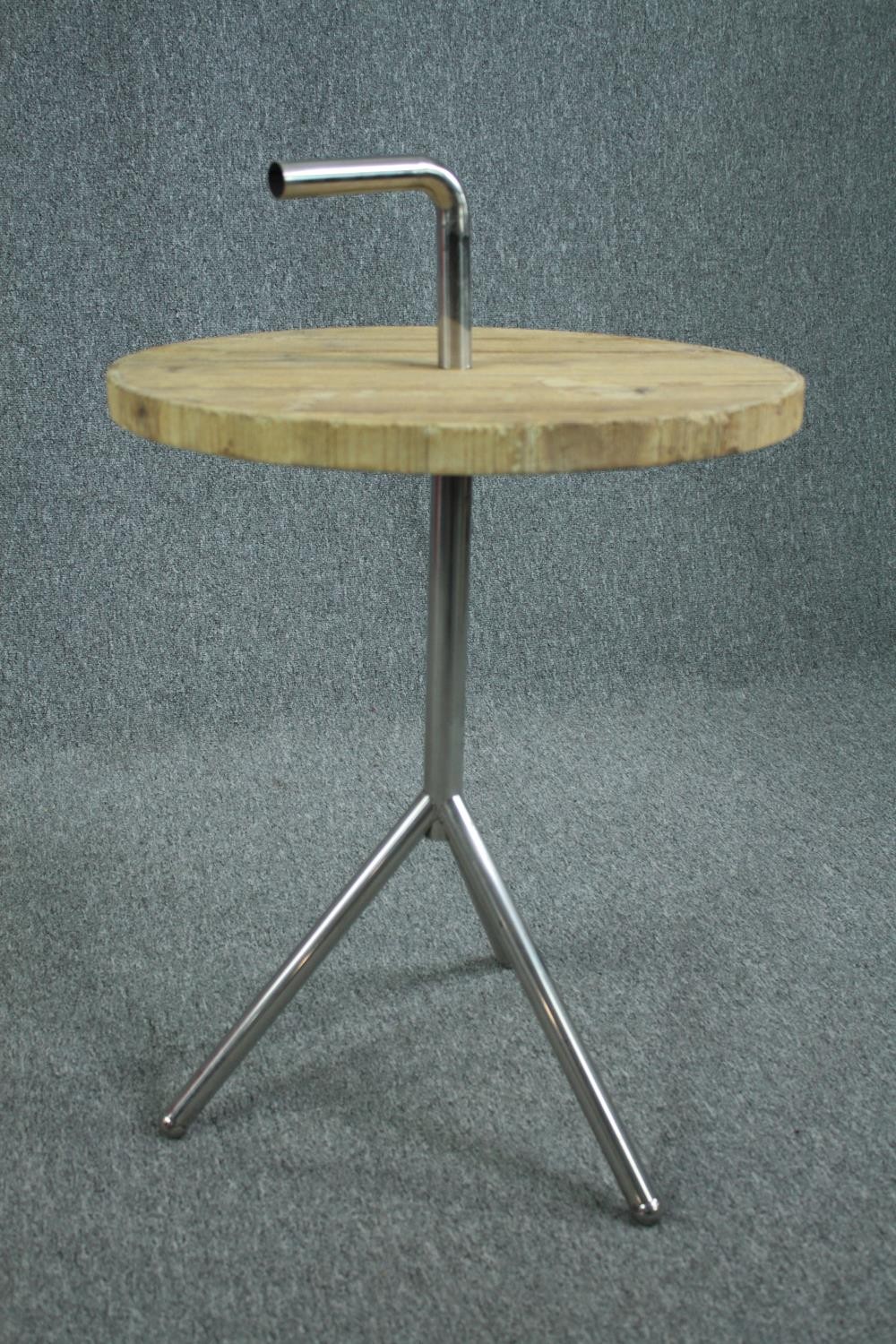 A contemporary industrial style occasional table. H.84 Dia.51cm. - Image 2 of 4