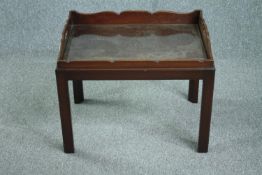 Butler's tray on stand, 19th century mahogany. H.52 W.65 D.45cm.