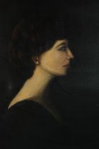 Henry Keyworth Raine (1872–1934). Oil painting on canvas. Profile portrait of a women dated 1900.