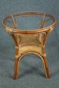 Occasional or lamp tables, a pair, vintage bamboo and glass. H.73 Dia.64cm.