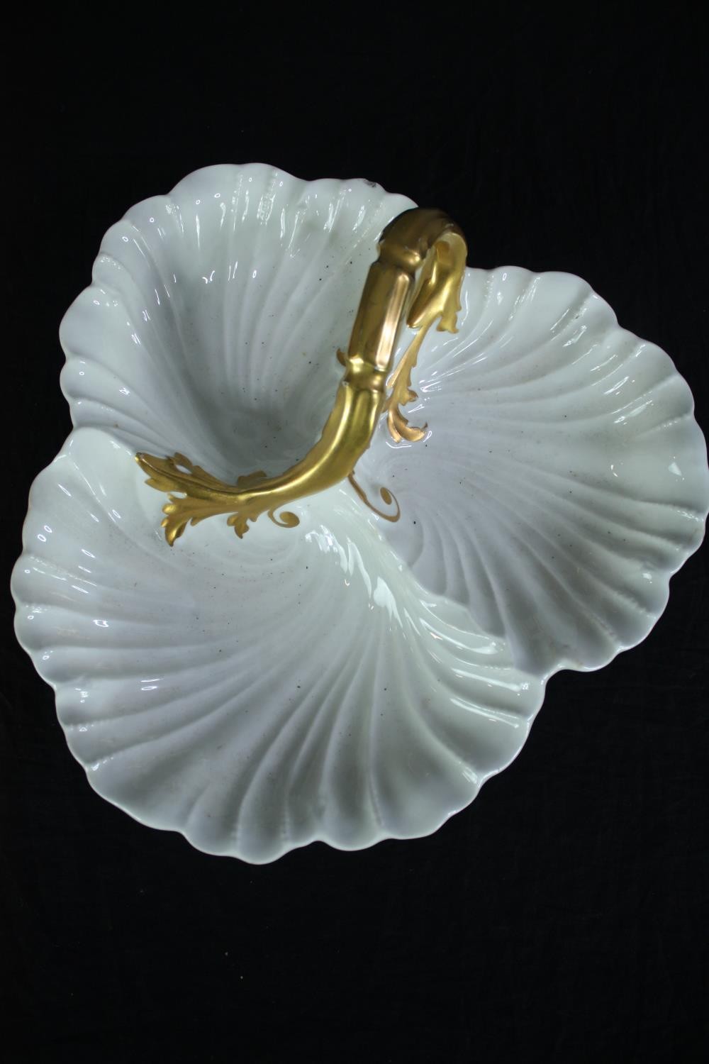 Three platters of varied designs. One made by Limoges with gilt handle and divided into three - Image 6 of 7