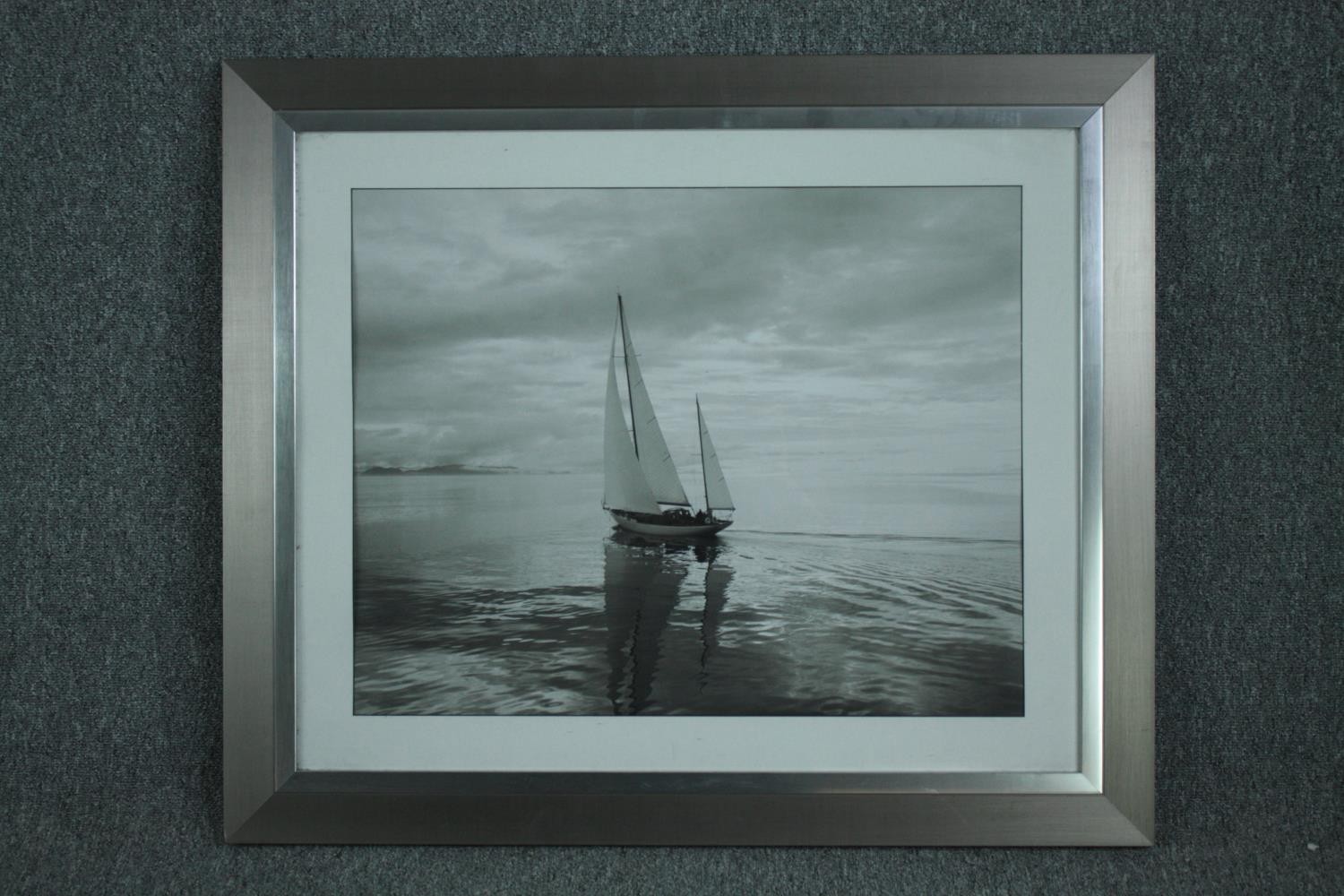 A framed print of a yacht. H.84 W.98 cm. - Image 2 of 3