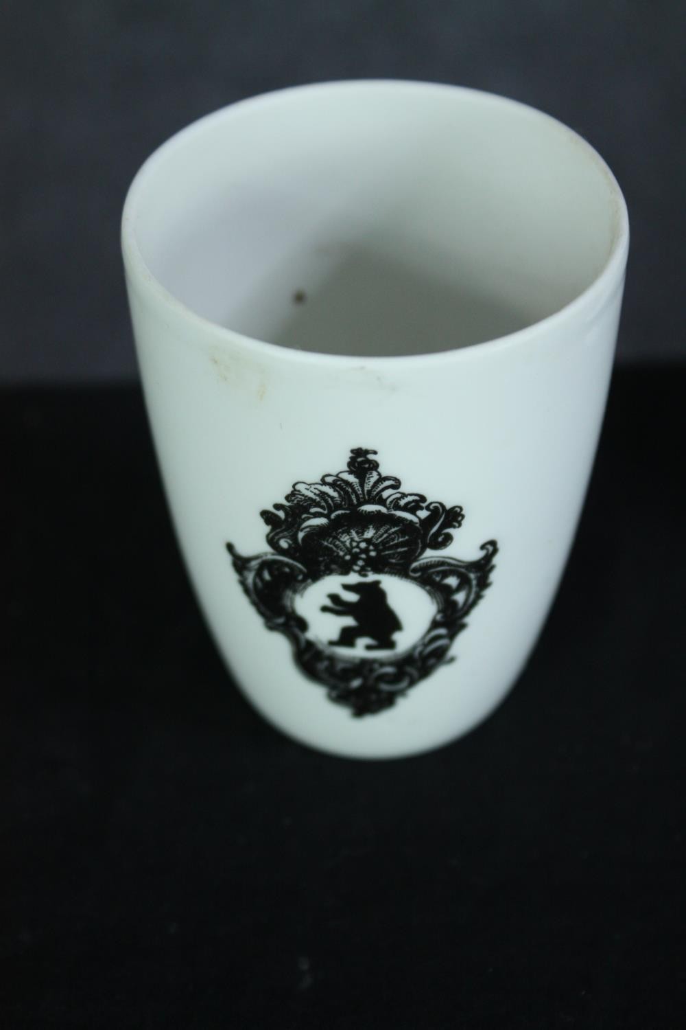 Six German cups. Dated 1764 on the the base. Modern. H.8 Dia.6 cm. (each) - Image 3 of 4