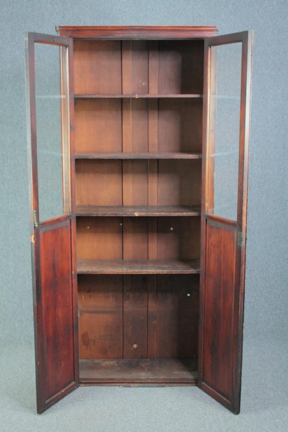 Bookcase, C,1900 stained pine. H.190 W.79 D.27cm. - Image 4 of 5