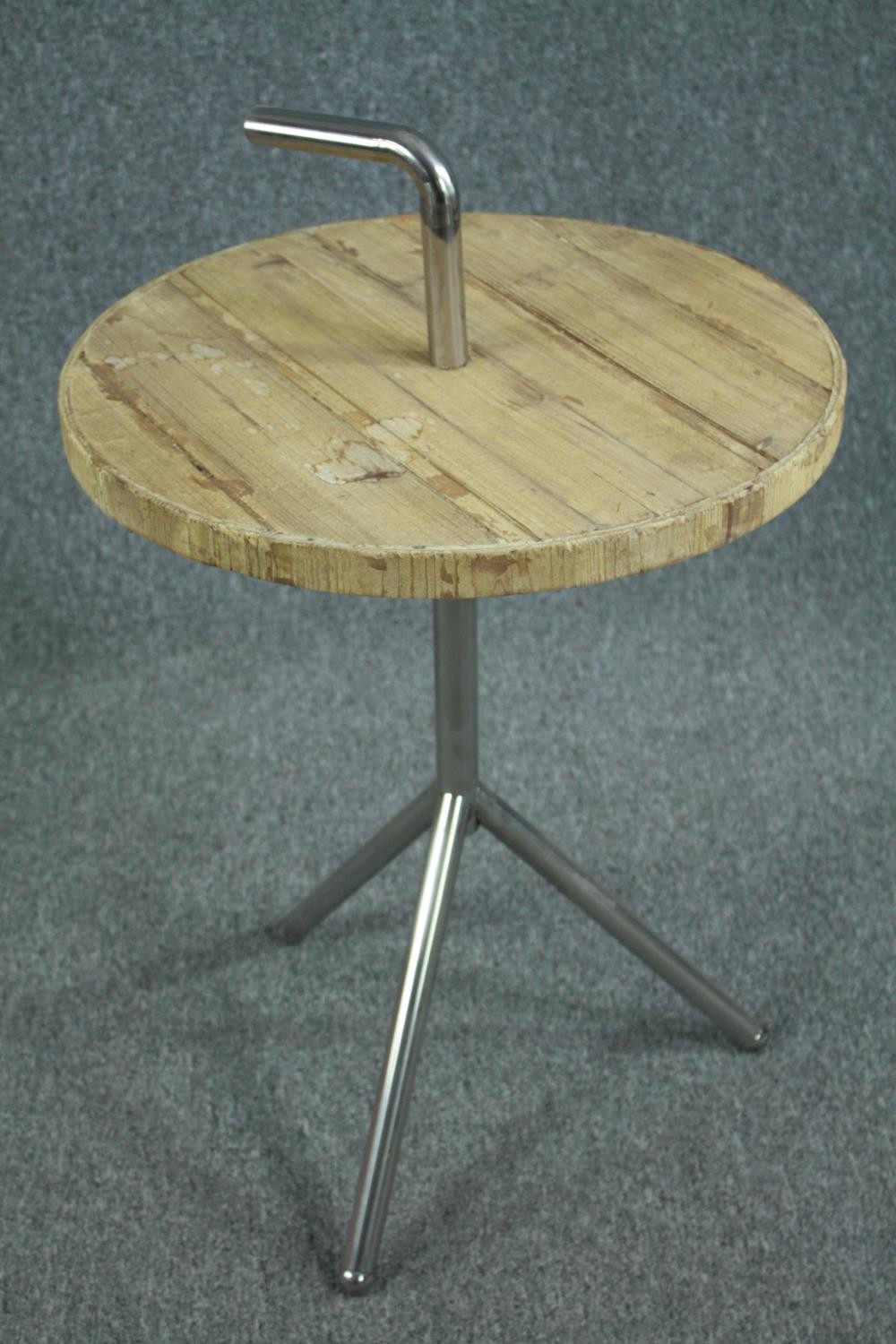 A contemporary industrial style occasional table. H.84 Dia.51cm. - Image 3 of 4